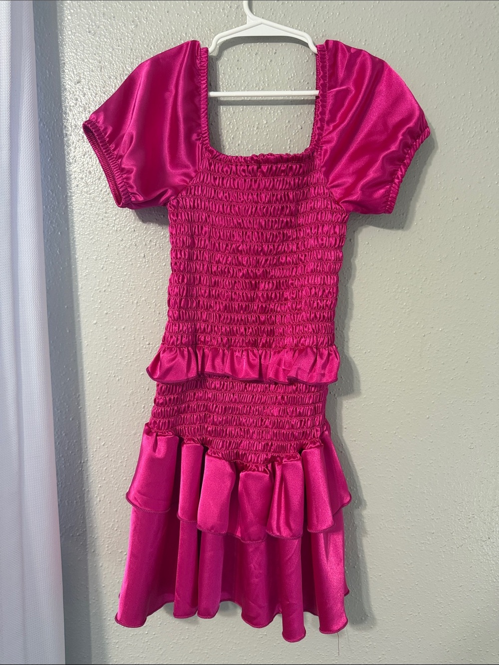 Kids Hot Pink Satin Dress